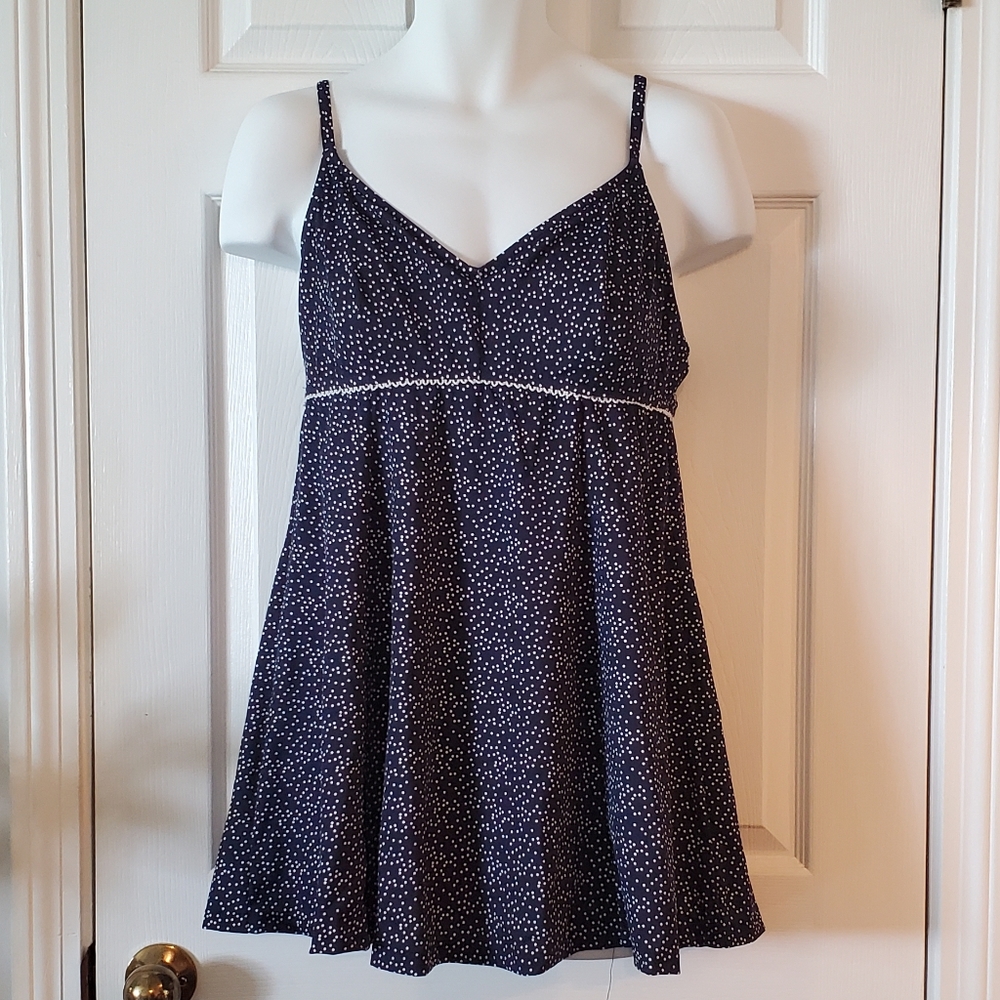 Plus Size Navy Blue Polka Dot Swimsuit